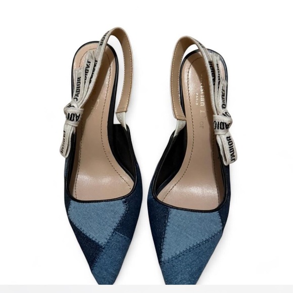 Dior Shoes - Dior Denim Patchwork Slingback Pumps - Blue